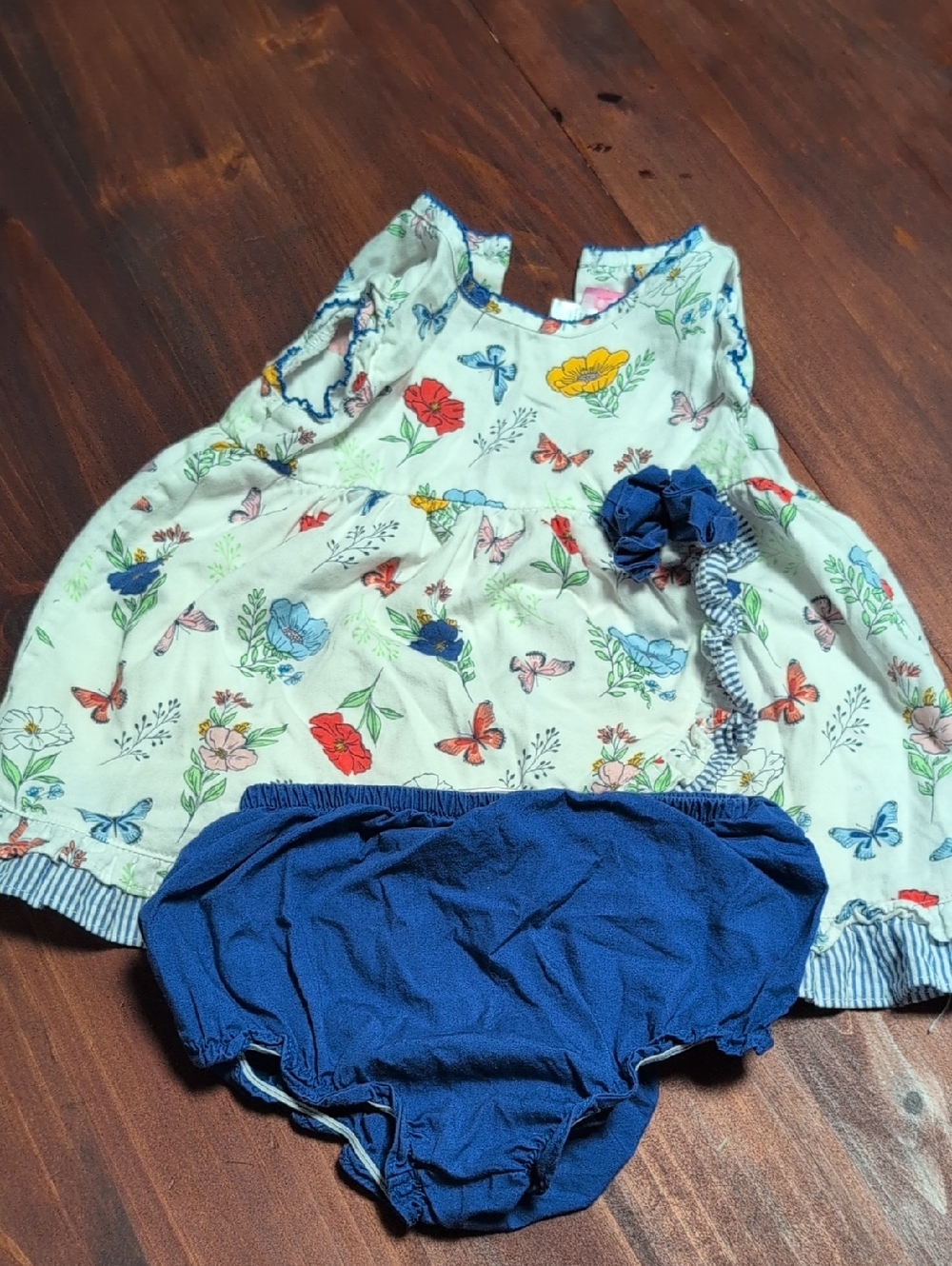 Good Lad Floral Dress with Blue Diaper Cover
